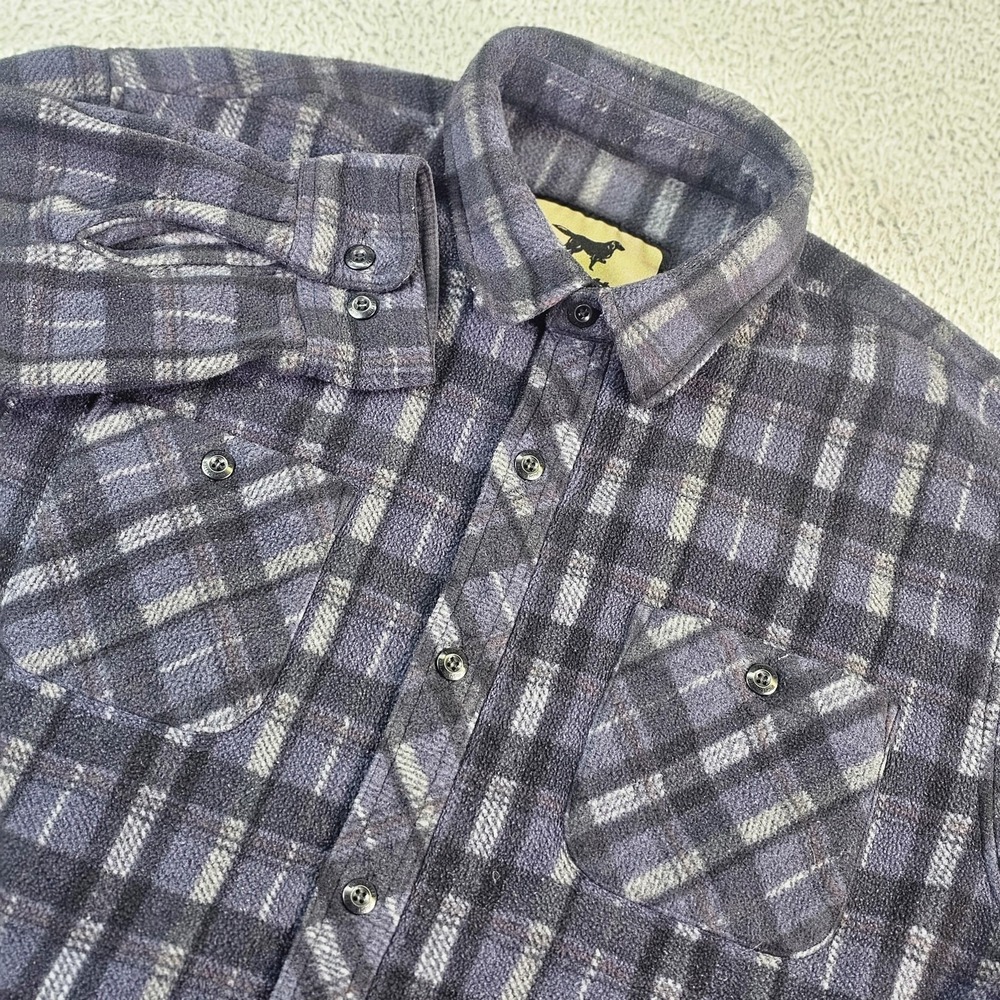 Irish Setter Shirt Mens Large Gray Plaid Fleece Long‎ Sleeve Button Up Shacket